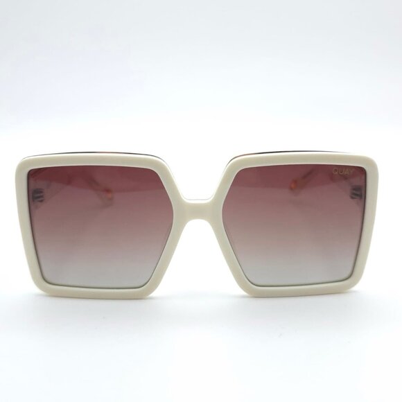 QUAY Australia Almost Ready 1217 Oversized Sunglasses Ivory Brown Polarized - Picture 2 of 15